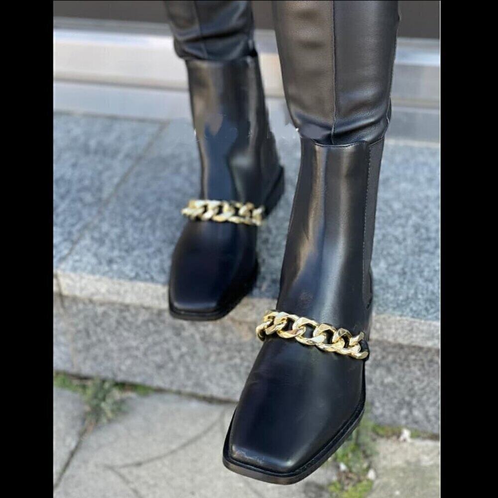 ZARA Black US 8 Square Toe Boots NWT LAST ONE!!! - Picture 6 of 16
